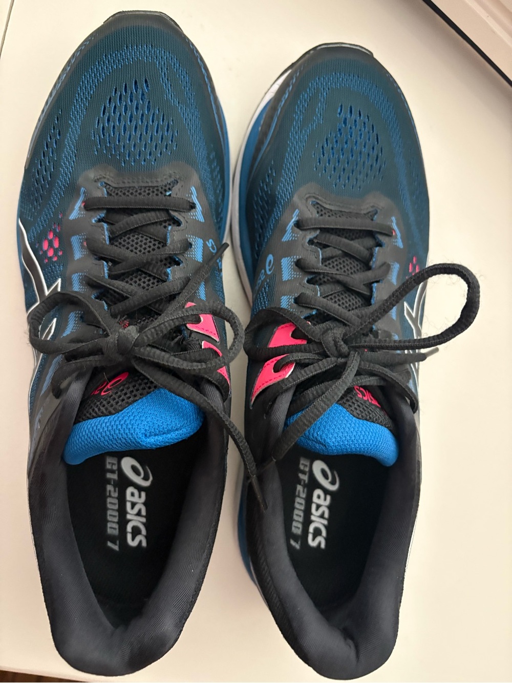 ASICS Men's Athletic Running Shoes - Blue with Pink Accents - Picture 2 of 4